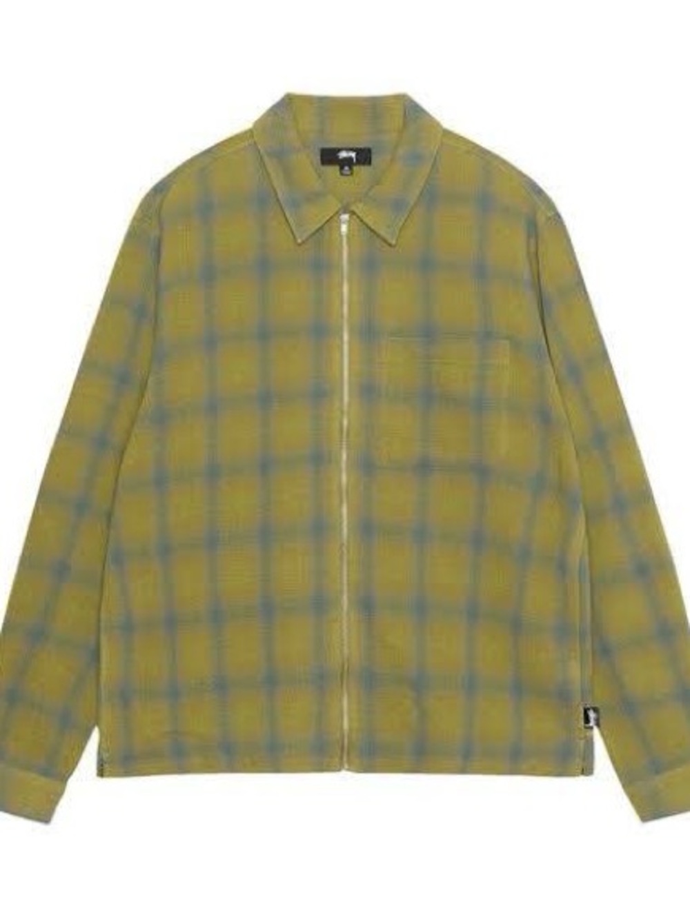 Stussy Zip Twisted Yarn Plaid Shirt 'Green'